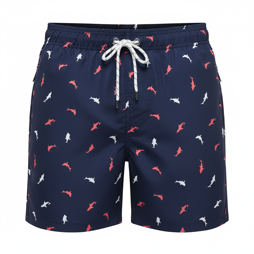 Red and White Fish Shorts - Coastier